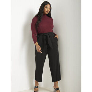 Eloquii Long Sleeve Turtleneck Top In Wine Burgundy Plus Size 26/28